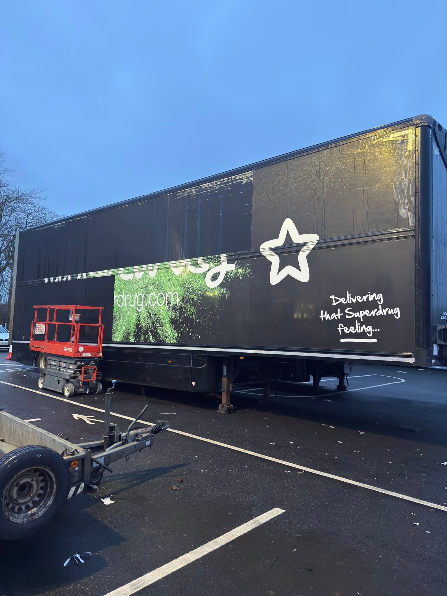 Commercial trailer prepared during specialist de-stickering work